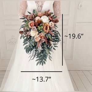 Cascade wedding bouquet, Orange Cascading bridal bouquet, Terracotta